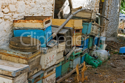 Beehives being stored