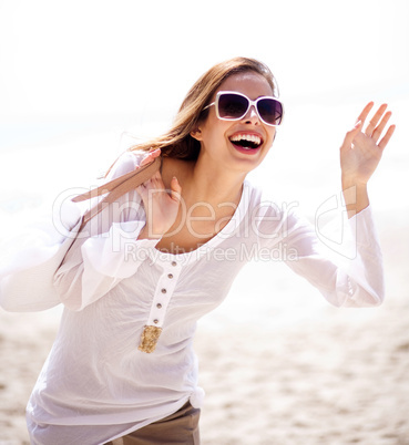 woman having fun at the beach