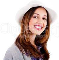 Young smiling face model wearing hat