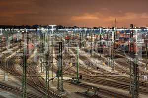 Rangierbahnhof Maschen bei Hamburg bei Nacht