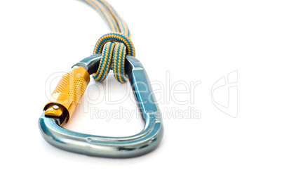 climbing equipment - carabiner and rope