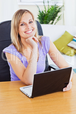 woman using laptop