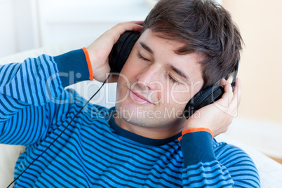 man listening music