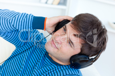 man with headphones relaxing