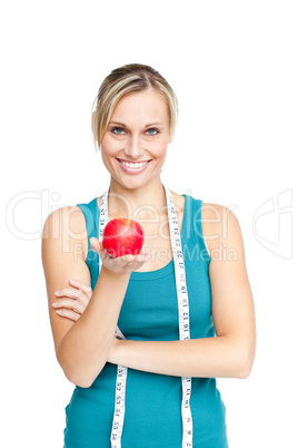 Beautiful woman with an apple