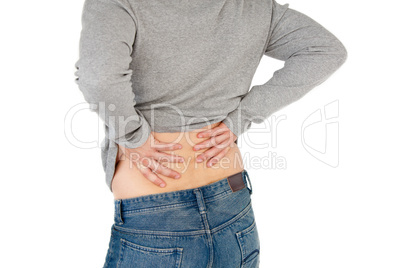 close-up of a young man having a backache