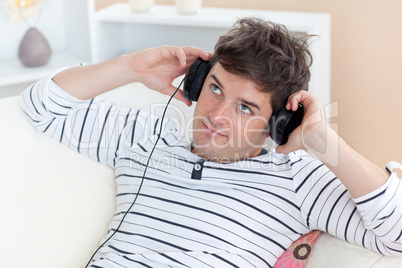 man listening music