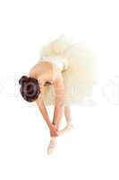 Female ballet dancer streching