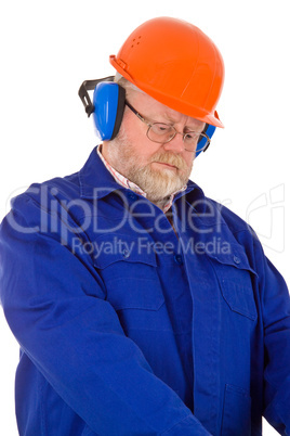 Bauarbeiter mit Gehörschutz