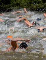Triathleten beim Schwimmen