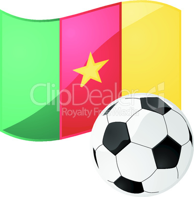 Flagge von Kamerun mit Fußball