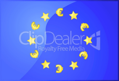 EU-Flagge mit Eurozeichen