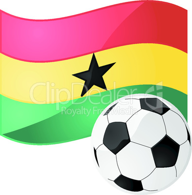 Ghanaische Flagge mit Fußball