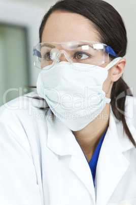 Woman Doctor or Scientist Wearing Surgical Face Mask