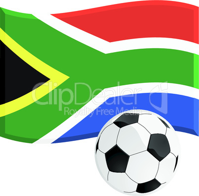 Flagge von Südafrika mit Fußball
