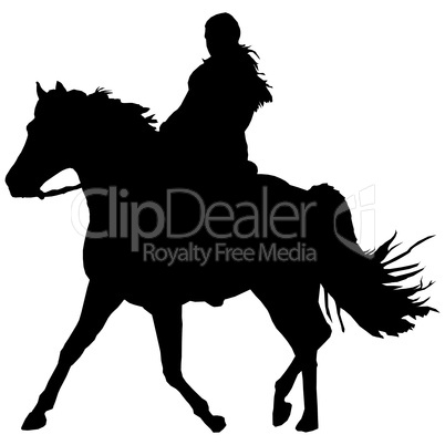 Woman is riding a horse
