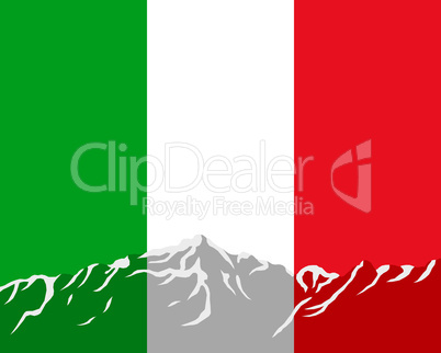 Gebirge mit Fahne von Italien Gebirge mit Fahne von Italien