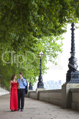 Romantic Couple Holding Hands in London, England