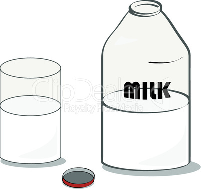 Milchflasche und Glas