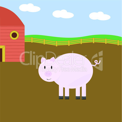 Rosa Schwein auf Bauernhof