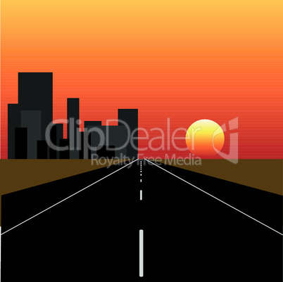 Straße vor Sonnenuntergang
