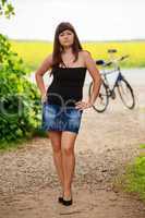 Sexy woman with bicycle