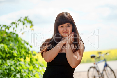 Beauty woman with bicycle