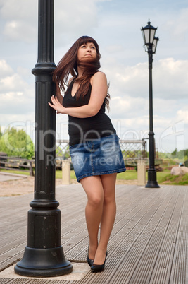 Beautiful girl on lantern.