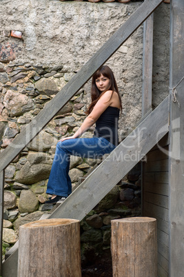 Beauty girl on the ruins.