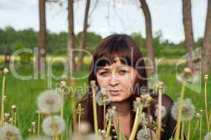 Beauty girl in meadow.