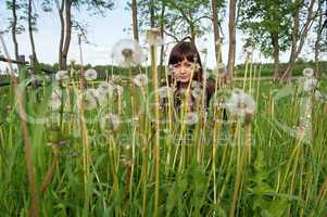 Beauty girl in meadow.