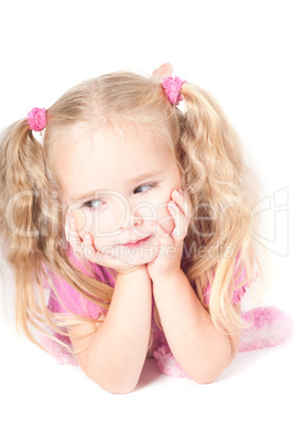 Little cute girl in studio