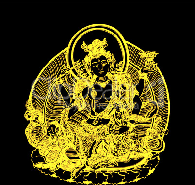 Goldener Avalokiteshvara mit Gita