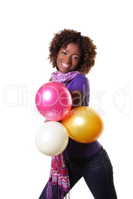 woman with balloons