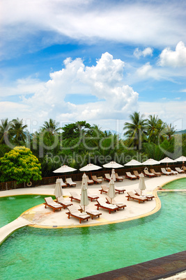 Swimming pool at the luxury hotel, Phuket, Thailand