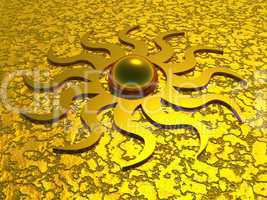 Goldenes Sonnen-Symbol in 3D