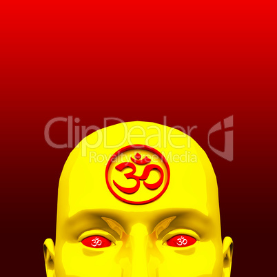 Golden Freak with red Om Sign - Aum Symbol