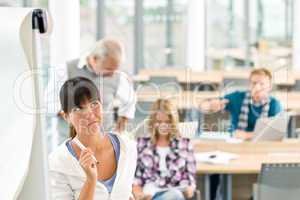 High school - three students with mature professor