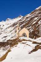 church in winter alpine landscape