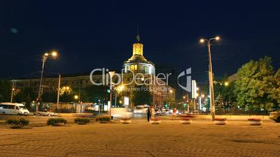 time lapse in night streets of Dnepropetrovsk.