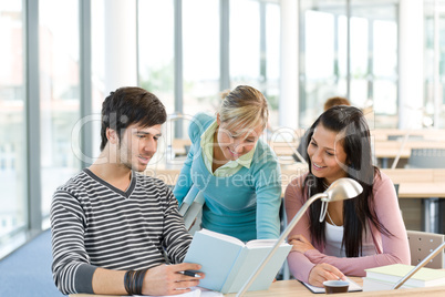 High school - three students with book