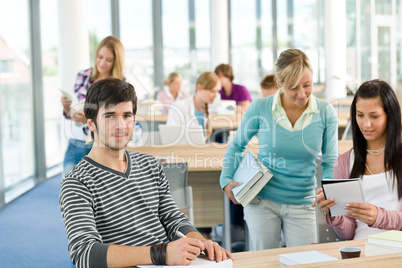 High school - three students in classroom