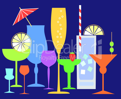 Colorful drinking cocktails