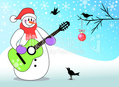 Snowman playing guitar