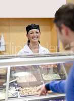 student working in the cafeteria