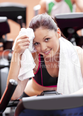 woman on a cross trainer