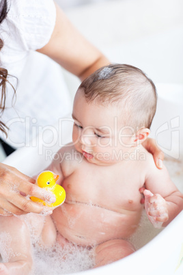 baby in the bath