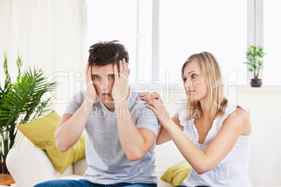 woman with her stressed boyfriend