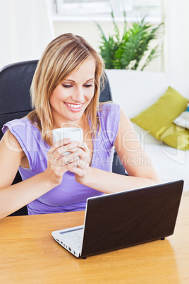 woman using laptop