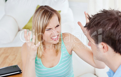 Angry woman with boyfriend